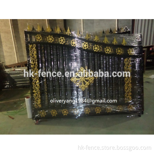 Black painted or powder coated decorative art wrought iron door